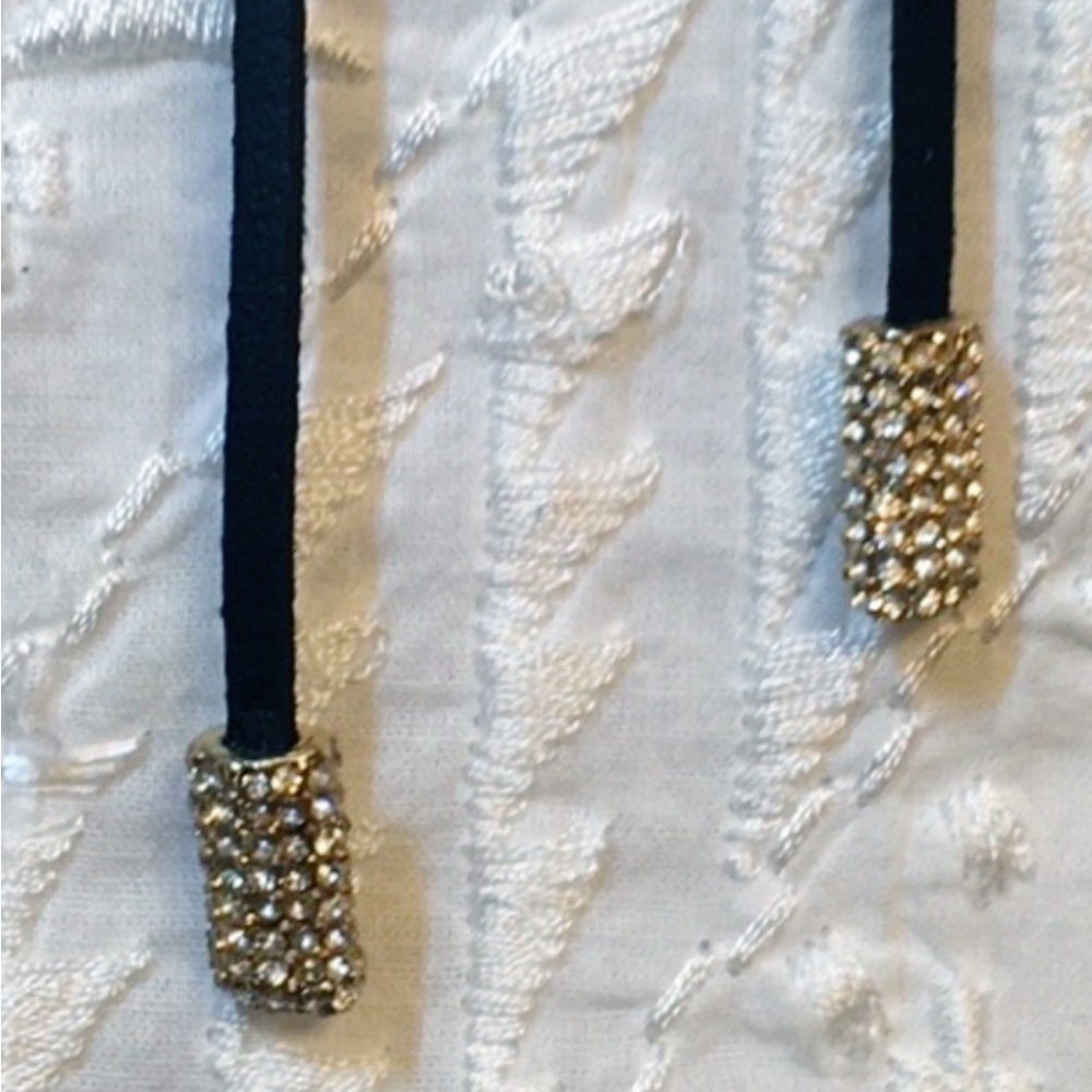 NEW LARIAT LEATHER and CUBIC ZIRCONIA CRYSTAL ENDS NECKLACE - Picture 8 of 13